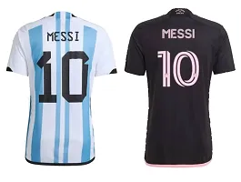 Messi 10 World Cup Home Football Half Sleeve Jersey 2022  Messi 10 Football New Team Black Tshirt 2023 (Men  Boys)(X-Large 42)-thumb1