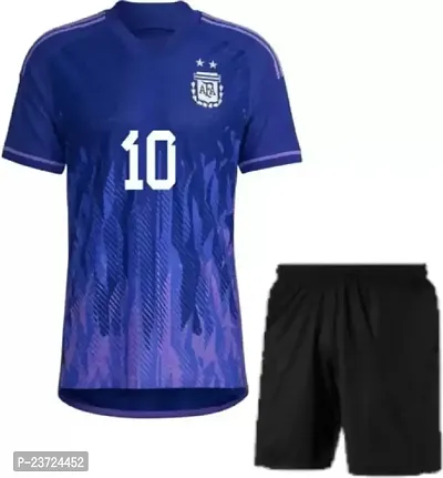 Messi 10 Football Away Half Sleeve Jersey with Black Shorts 2023/2024 (Kids  Men)(8-9Years)-thumb0