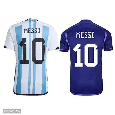 (Combo 2) Football Jersey for Men Argentina Away  Home 22-23 Jersey(12-13Years) Multicolour-thumb2