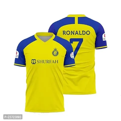 Ronaldo 7 Yellow Half Sleeve Football Jersey 2023-2024 for Kids  Boys(13-14Years)