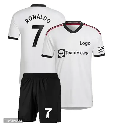 Cristiano Ronaldo 7 Football Away White Half Sleeve Jersey with Shorts 2022/2023 for Boys  Men(14-15Years)-thumb0