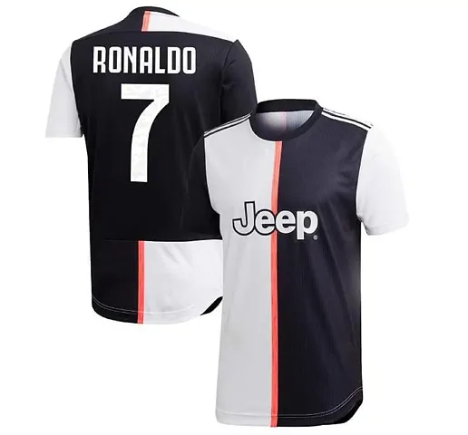 Stylish Polycotton Ronaldo Football Half Sleeve Jersey T-Shirt For Men