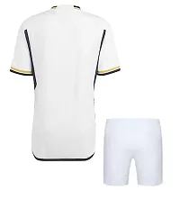 Sports Football White Home Official Half Sleeve Jersey with Shorts for Men  Boys 2023/2024(9-10Years)-thumb1