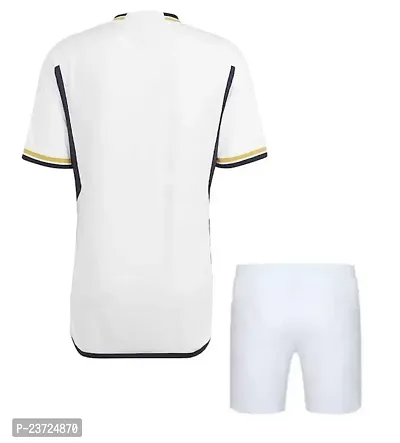 Sports Football White Home Official Half Sleeve Jersey with Shorts for Men  Boys 2023/2024(9-10Years)-thumb2