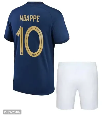 Mbappe 10 Official Football Tshirt with Shorts 2023-2024 (Kids  Boys)(Large 40) Multicolour-thumb2