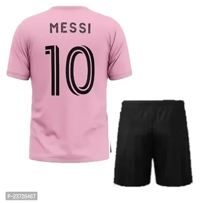 Inter Messi 10 Football Pink Half Sleeve Jersey Tshirt with Black Shorts 2023/2024 (Kid's,Boy's  Men)(14-15Years)-thumb2