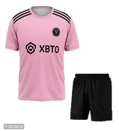 Lionel Messi 10 Football Home Half Sleeve Pink Jersey with Shorts 2023-2024 for Boys  Men(7-8Years)