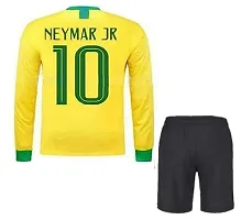 Neymar 10 Yellow Football Full Sleeve Jersey with Shorts 2022/2024 for Kids  Men(14-15Years)-thumb1