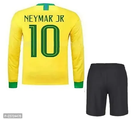 Neymar 10 Yellow Football Full Sleeve Jersey with Shorts 2022/2024 for Kids  Men(14-15Years)-thumb2