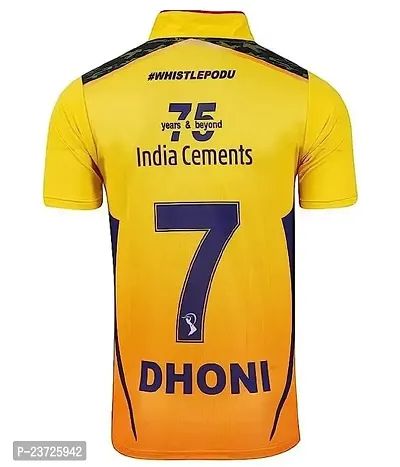 DHALAA DHONI Yellow Cricket Jersey with Sublimation Back Print 2022-2023 Cricket -(Mens  Kids)(10-11Years)-thumb0