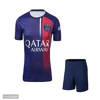 Pariss Football Jersey with Back Print MBAPPE with Shorts 2023-2024 Football -(Mens  Kids) Football(10-11Years) Multicolour-thumb2