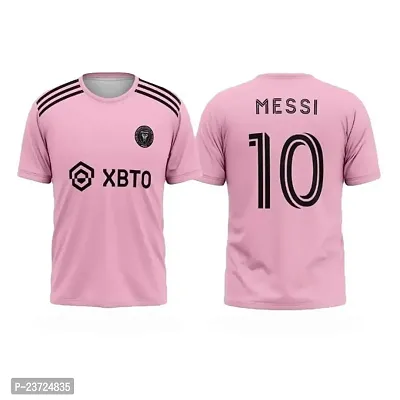 Miami Messi 10 Football Pink Jersey Tshirt 2023/2024 (Kid's,Boy's  Men)(13-14Years)