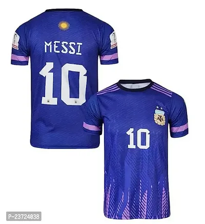 Messi World Cup Away Jersey with Back Print 2022-2023 Football -(Mens  Kids)(10-11Years) Multicolour-thumb0