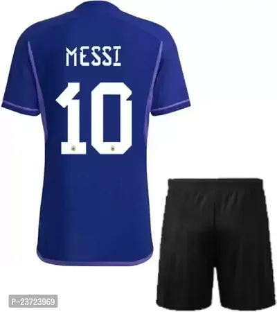 Messi 10 Football Away Half Sleeve Jersey with Black Shorts 2023/2024 (Kids  Men)(X-Large 42)-thumb2