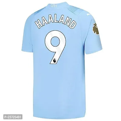 Erling Braut Haaland 9 Blue Football Team Jersey 2023-2024 (Men  Kids)(XX-Large 44)-thumb3