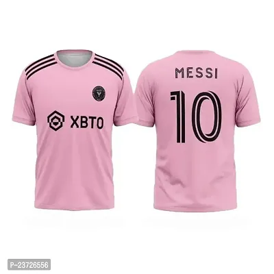 Inter Messi 10 Football Pink Half Sleeve Jersey Tshirt 2023/2024 (Kid's,Boy's  Men)(X-Large 42)-thumb0