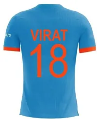 India ODI Cricket Team Jersey Virat Kohli 18 2023-2024 (Boys  Men)(X-Large 42) Multicolour-thumb2