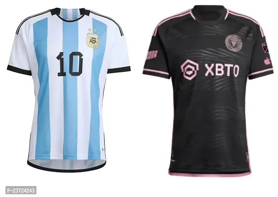 Messi 10 World Cup Home Football Half Sleeve Jersey 2022  Messi 10 Football New Team Black Tshirt 2023 (Men  Boys)(XX-Large 44)-thumb0