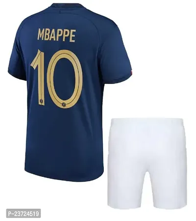 Mbappe 10 Official Football Tshirt with Shorts 2023-2024 (Kids  Boys)(Medium 38) Multicolour-thumb2