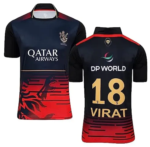 RCB Virat Kohli 18 Bangalore Cricket Team Half Sleeve Jersey 2023/2024 for Kids Men(12-18Months)