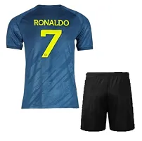 Cristiano Ronaldo 7 Away Football Half Sleeve Official Jersey with Shorts 2023/2024 (Men  Boys)(Medium 38) Multicolour-thumb1