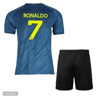 Cristiano Ronaldo 7 Away Football Half Sleeve Official Jersey with Shorts 2023/2024 (Men  Boys)(Medium 38) Multicolour-thumb2