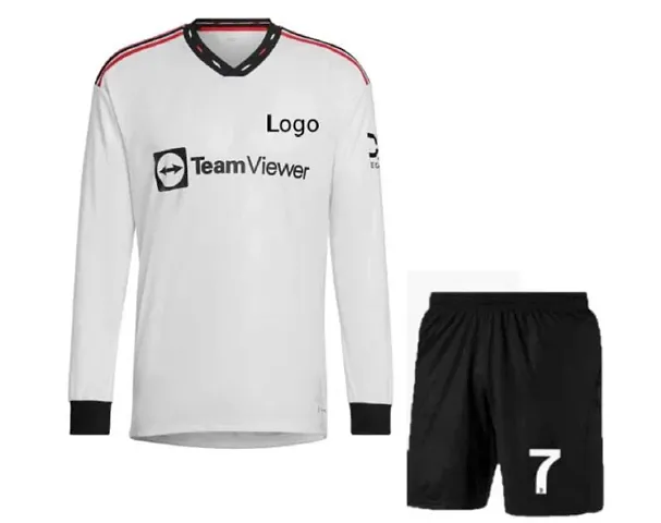 Cristiano Ronaldo Football Away Full Sleeve Jersey with Shorts 2022/2023 for Boys Men(7-8Years)