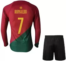 Sports Football Ronaldo 7 Official Full Sleeve Jersey with Shorts 2023-24 for Boys  Kids(8-9Years) Multicolour-thumb1