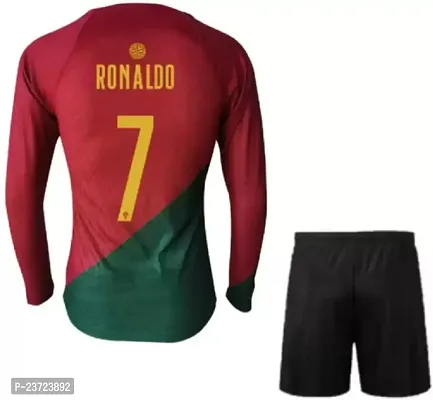 Sports Football Ronaldo 7 Official Full Sleeve Jersey with Shorts 2023-24 for Boys  Kids(8-9Years) Multicolour-thumb2