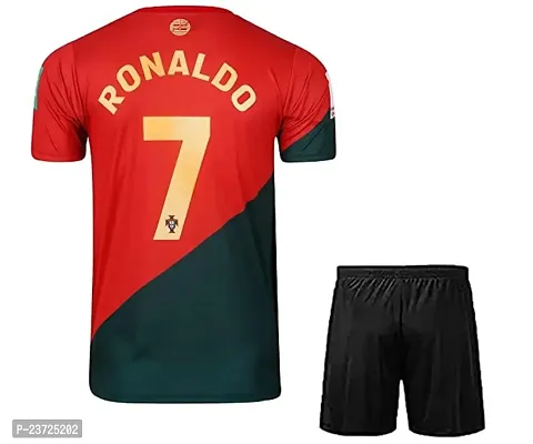 Ronaldo World Cup Jersey with Back Print with Shorts 2022-2023 Football -(Mens  Kids) Football(5-6Years) Multicolour-thumb0