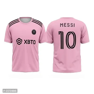 Inter Messi 10 Football Pink Half Sleeve Jersey Tshirt 2023/2024 (Kid's,Boy's  Men)(XX-Large 44)