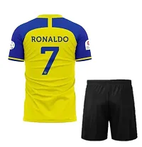 Ronaldo 7 Yellow Half Sleeve Football Jersey with Black Shorts 2023-2024 for Kids  Boys(Large 40)-thumb1