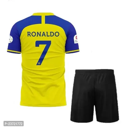 Ronaldo 7 Yellow Half Sleeve Football Jersey with Black Shorts 2023-2024 for Kids  Boys(Large 40)-thumb2