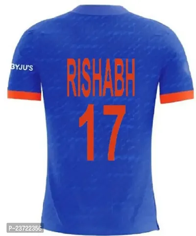 India New Cricket Team T20 Jersey Rishabh 17 2023/2024 for Men  Kids(12-13Years) Multicolour-thumb3