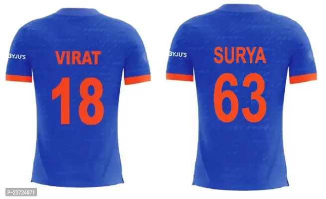 India T20 Cricket Team Official Jersey Virat Kohli 18  Surya 63 India T20 Criket Team Half Sleeve Tshirt 2023-2024 (Men  Kids)(7-8Years) Multicolour