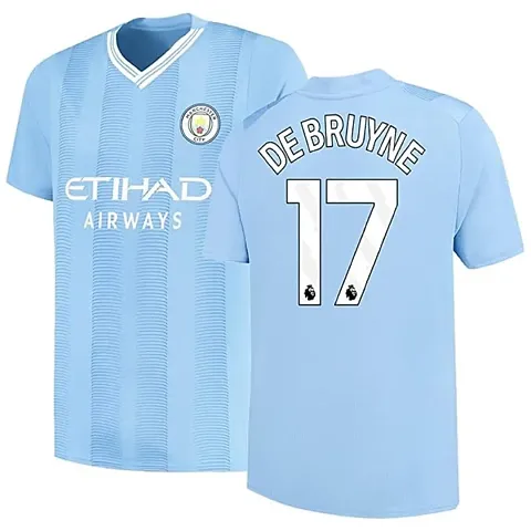 De Bruyne 17 Official Football Team Half Sleeve Tshirt 2023/2024 (Boys Men)(XX-Large 44)