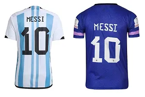 Messi 10 Football Home World Cup Official Jersey  Messi 10 Away Half Sleeve Tshirt 2022-2023 for Boys  Kids(7-8Years) Multicolour-thumb1