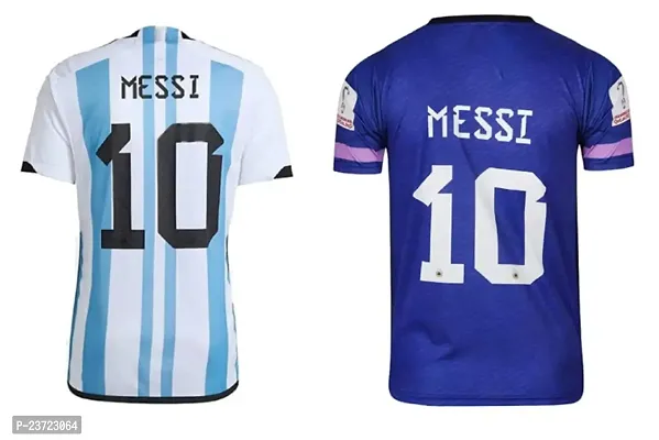 Messi 10 Football Home World Cup Official Jersey  Messi 10 Away Half Sleeve Tshirt 2022-2023 for Boys  Kids(7-8Years) Multicolour-thumb2