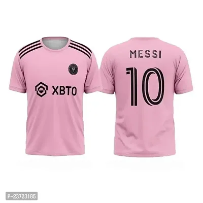 Inter Messi 10 Football Pink Half Sleeve Jersey Tshirt 2023/2024 (Kid's,Boy's  Men)(12-13Years)