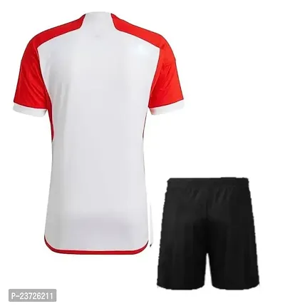 Football Home White New Team Half Sleeve Official Tshirt with Shorts 2023/2024 (Men  Boys)(Large 40)-thumb2