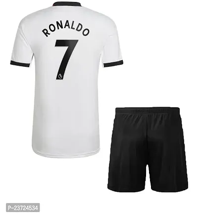 Cristiano Ronaldo 7 Football Away White Half Sleeve Jersey with Shorts 2022/2023 for Boys  Men(14-15Years)-thumb3