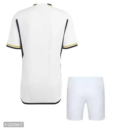 Sports Football White Home Official Half Sleeve Jersey with Shorts for Men  Boys 2023/2024(15-16Years)-thumb2