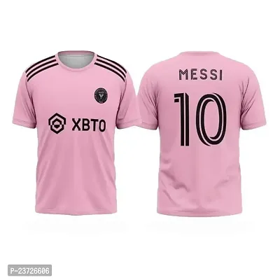 Miami Messi 10 Football Pink Jersey Tshirt 2023/2024 (Kid's,Boy's  Men)(Large 40)