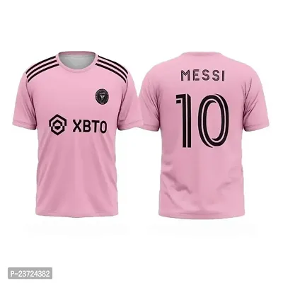 Inter Messi 10 Football Pink Half Sleeve Jersey Tshirt 2023/2024 (Kid's,Boy's  Men)(9-10Years)