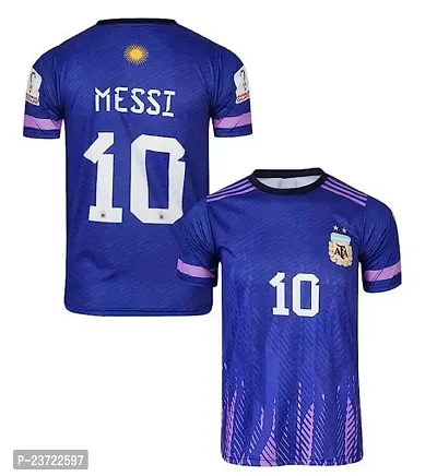 Messi World Cup Away Jersey with Back Print 2022-2023 Football -(Mens  Kids)(X-Large 42) Multicolour