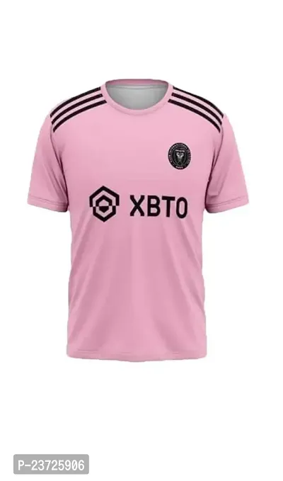 Inter Messi 10 Football Pink Half Sleeve Jersey Tshirt 2023/2024 (Kid's,Boy's  Men)(Small 36)-thumb2