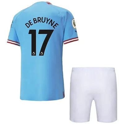 De Bruyne 17 Football Team Half Sleeve Tshirt with Shorts 2022/2023 for Men Kids(Small 36)