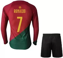 Sports Football Ronaldo 7 Official Full Sleeve Jersey with Shorts 2023-24 for Boys  Kids(Medium 38) Multicolour-thumb1
