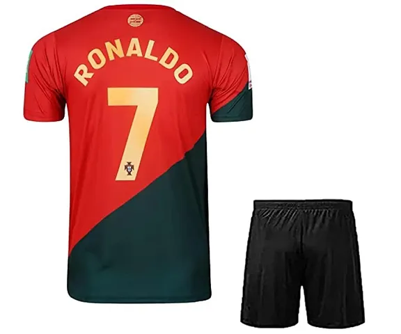 Ronaldo World Cup Jersey with Back Print with Shorts 2022-2023 Football -(Mens Kids) Football(6-7Years)