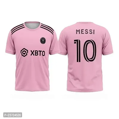 Football New Team Jersey Messi 10 with Shorts 2023/2024 for Men  Kids(Large 40,M10pink)